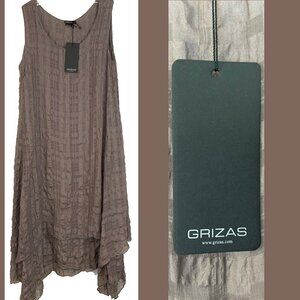 GRIZAS Floaty Textured Silk Trapeze Double Layer Maxi Dress Sz Medium